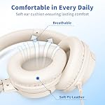 Botesty Sound Headphones Wired with Microphone, Over Ear Foldable 3.5mm Plug in Headphones Corded with 4.9ft Tangle-Free Nylon Cord for Tablet, Laptop, MP3/4, School, Airplane Travel (Beige) - Image 4