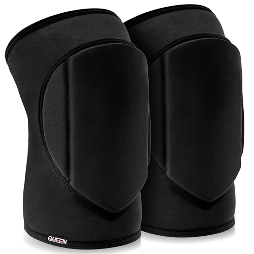 Queen Wear – Sleek Black – Pole Dance Knee Pads Perfect Woman Protection for Ballet Modern Dance and Indoor Sports (M)