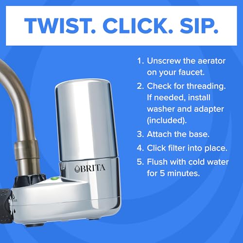 Brita Basic Mount Faucet Water Filter System, Chrome