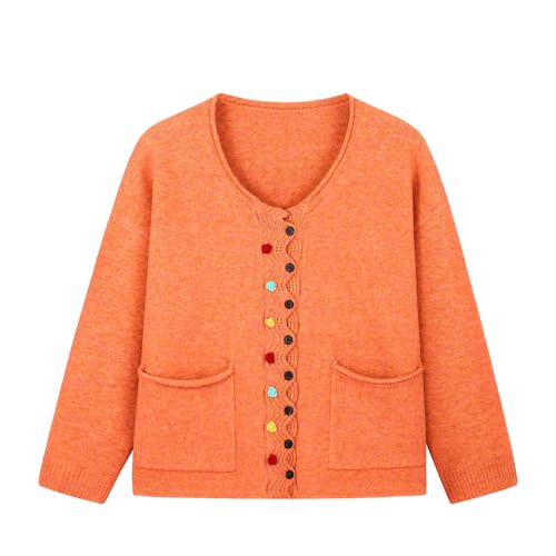 Image of JASCLS Women's Casual Loose Knit Cardigan Oversized Color Block Full Sleeve Sweaters for Women