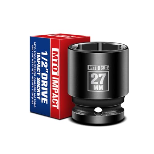 Image of MTO 1 /2 inch Drive 27mm Shallow Impact Socket, 6-Point Metric Socket for Automotive Maintaince, CR-V Steel Meets ANSI Standards