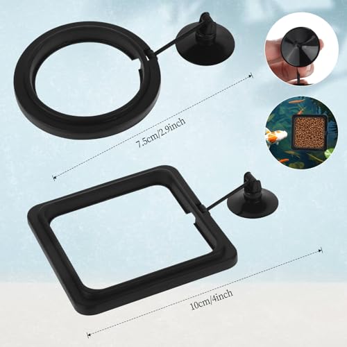 2 PCS Futterring Aquarium, Schwarzer Aquarium Futterring Fisch Fütterung Ringe Fisch Aquariums Fütterer Schwimmend Futter Fütterung Kreis Mit Saugnapf Verhindern, DASS Wasser Turbulenzen Lebensmittel