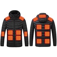 Heated Jacket for Women 8-17 Heating Zones Heated Puffer Jacket with Pockets Winter Hooded Coat Not Included Battery