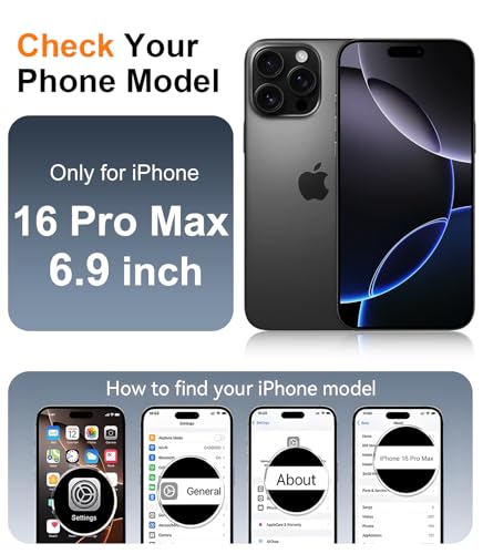 Anneau magnétique iPhone 16 Pro Max 6,9 pouces noir mat accessoire chargeur sans fil