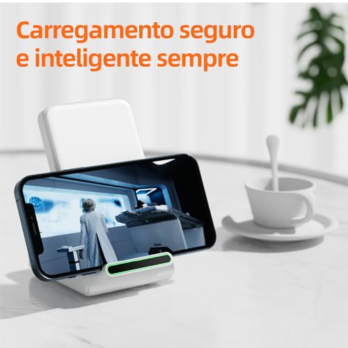 Basike Carregador Sem Fio, 15W Estação de Carregamento Rápido, Compatível iPhone16,15,14,13,12,11 (P