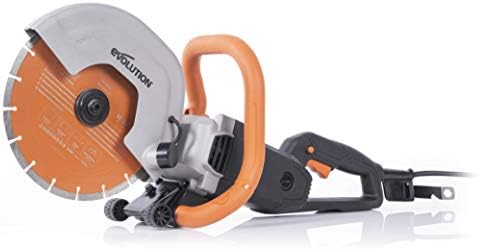 Evolution R255DCT - 10 In Concrete Saw (Aka Circular Saw, Angle Grinder, Chop Saw, Cut Off Saw, Demo Saw, Disc Cutter, Power Cutter) - 15A Motor, No Gas - 4-1/16 In Cut - Incl Premium Diamond Blade