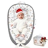 Baby Lounger - 100% Cotton Baby Lounger for Newborn with Lounger Cover, Portable Baby Nest for Home and Travel, Waterproof Lining, Newborn Babies Essentials Gifts