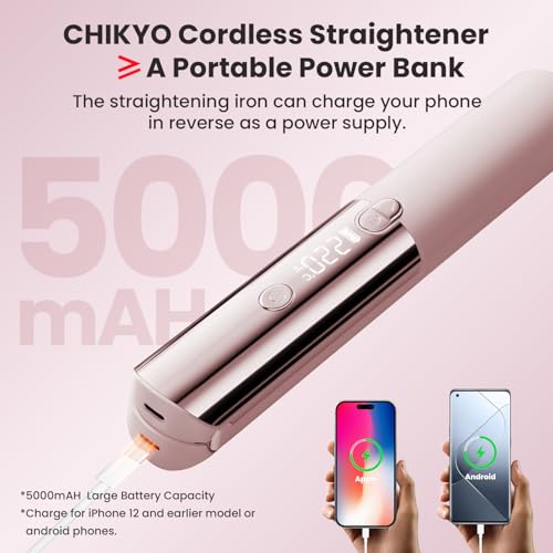CHIKYO plancha de pelo inalámbrica 2 en 1 portátil rosa miniatura 3