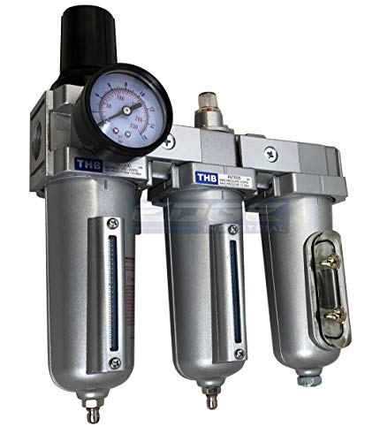 3 Stage, Heavy Duty Industrial Grade Filter Regulator Coalescing Desiccant Dryer System For Compressed Air Lines, Metal Bowls, Great For Paint Spray And Plasma Cutter (1/2" Npt, Manual Drain) #TOP1