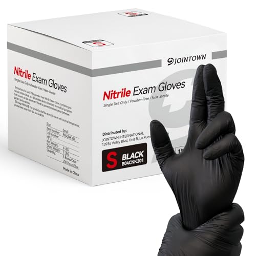 Jointown Nitrile Exam Gloves Black Medical Gloves Disposable Latex Free Powder-Free For Exam Food Prep Cleaning Small Case of 1000