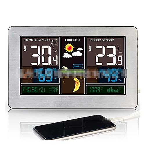 Station météo sans fil LCD couleur avec horloge et réveil LED USB