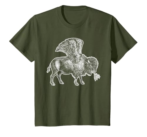 Funny Design Buffalo Wings Hot Foodie Chicken Bison Vintage T-Shirt, Youth, Olive Green, 2T