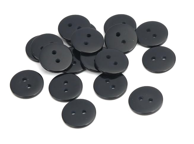 100 premium harsknopen rond, in zwart 10 mm 2-gaats knoop om aan te naaien naaien en te knutselen knopen zwarte hars ronde mutsen jasknopen mantelknopen twee-gaats knopen