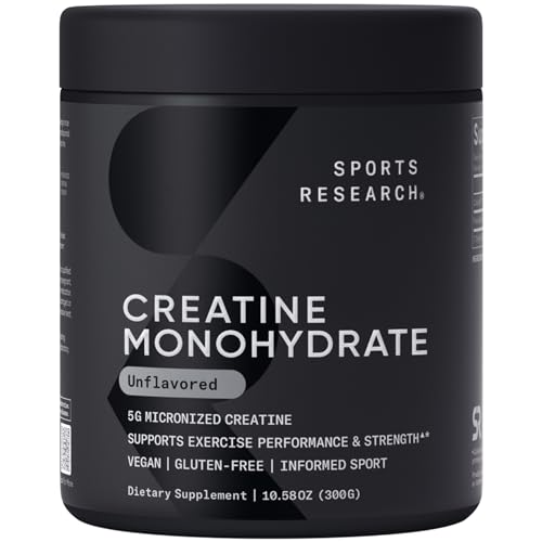 Sports Research Creatine Monohydrate Micronized Powder — 10.58 oz (60 servings)