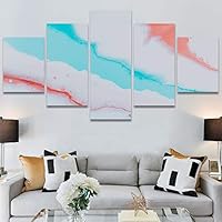SIGNWIN 5 Panel Canvas Wall Art Modern Art 3D Abstract Abstract Brushstroke Contemporary Digital Art Fun Multicolor for Home Decorations Ready to Hang - 60