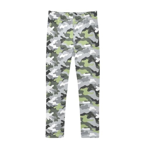 senya Girls Printed Leggings Yoga Pants Gray Camouflage Pattern for Kids in 4t to 10 Years, 4T