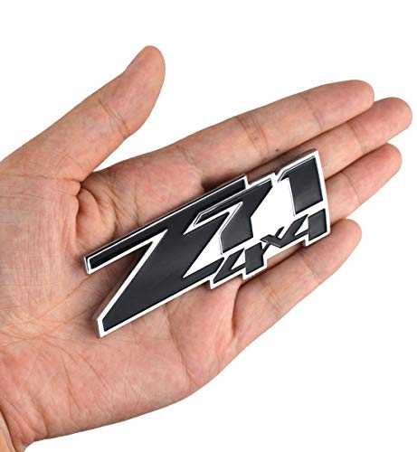 Image of Aimoll 2pcs Z71 4x4 Emblems Badges, 3D ABS Decal Emblems Replacement for Chevy GMC Silverado (Chrome Black)