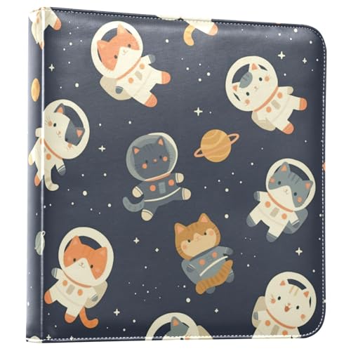 Kigai Cute Cats Photo Album Self Adhesive Scrapbook Album Leather Cover DIY Picture Scrap Book with 20 Adhesive Sheets, 11.8x24x0.8 inch