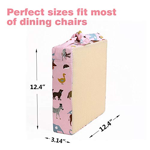 Hoomall Booster Seat for Eating Desk Eating Chair Heightening Cushion Transportable Booster Seat Cushion Double Straps Washable Thick Chair Growing Cushion for Toddler Children (12.4X12.4X3.1 Inches, Pink) 6 41FFOg3KHzL