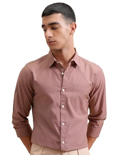 Image of Highlander Men's Slim Fit Shirts | Solid | Long Sleeves | Spread Collar | Casual Shirts | Men Shirts Dusty Rose