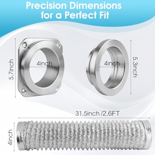 Image of Magnetic Dryer Vent Connector Kit for Tight Space, Air Coupling Duct Exhaust Hose Recessed on Wall, 4inch Flexible Quick Pipe Connection Replacement , Indoor Cleaning Box Attachment