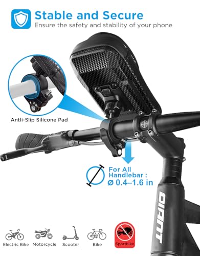 Image of whale fall Bike Phone Holder, Waterproof Handlebar Bag for Phones up to 7 inch | 360 rotatable mount, TPU touchscreen, quick release, anti-shake, extra storage and rain cover for navigation and rides