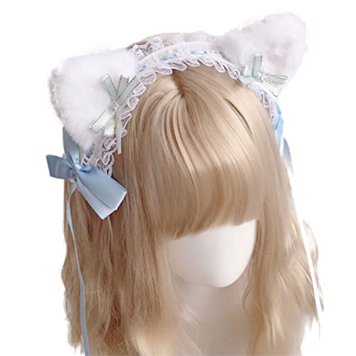morytrade カチューシャ ヘッドドレス 髪飾り レディース コスプレ リボン ゴスロリ ねこみみ ロリータ 猫 (水色)