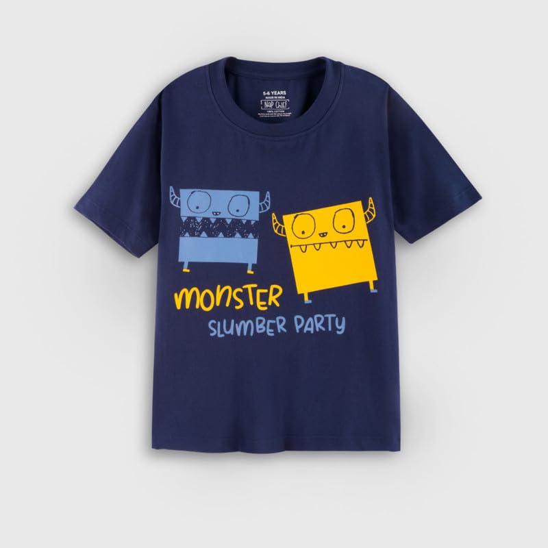Image of Nap Chief Kids Cotton Night Suit for Boys & Girls, Tshirt & Pyjama Set for Sleepwear