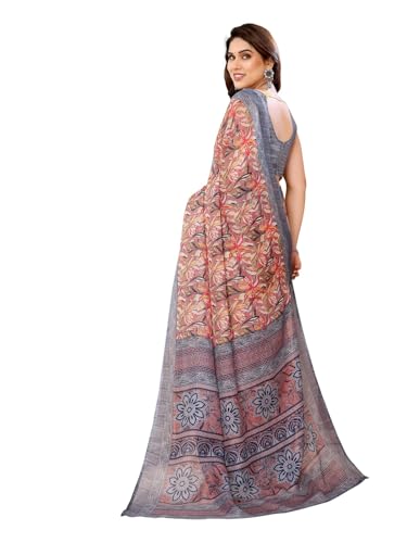 Image of RAJESHWAR FASHION WITH RF Women's Kota Doria Floral Printed Fancy Sarees For Girls With Blouse Piece,Saree Length-5.50 Mtr,Blouse Length-0.8 Mtr(Tulsi)