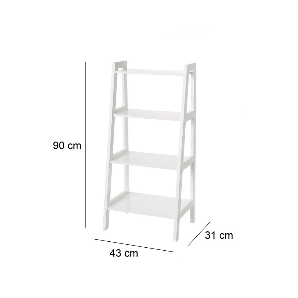 LOLAhome - Estantería de 4 estantes de Acero y Madera MDF Negro y Natural de 77x114x33 cm. Diseño Industrial asimétrico para salón Libros y Figuras con un Toque Antiguo Realista