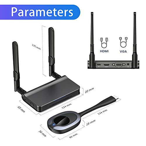 Wireless Hdmi Transmitter And Receiver Kit, Plug & Play, 2.4/5Ghz Stable Streaming To Monitor/Projector/Hdtv, Wireless Hdmi Extender Kit For Laptop/Pc/Camera/Blu-Ray #TOP6