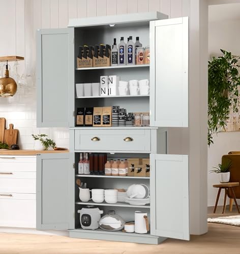 72 Light Grey Kitchen Pantry Storage Cabinet