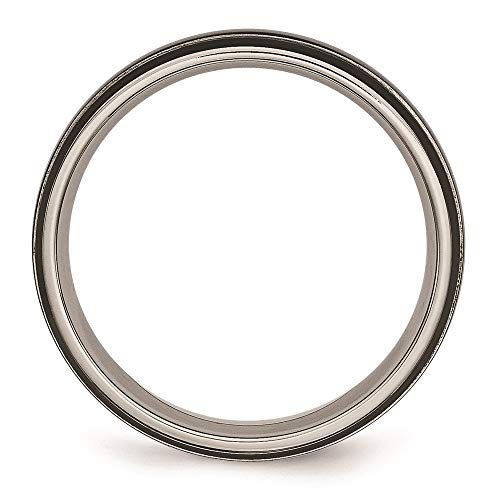 Titanium Polished Black IP-plated 6mm Grooved Band Size 7.52