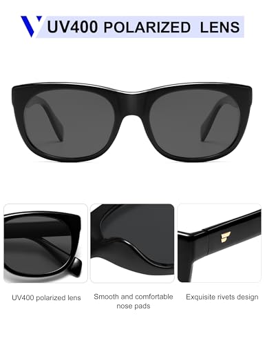 VANLINKER Retro Polarized Square Sunglasses for Women Men Trendy Soft-Square Frame Rectangular Shades VL98664