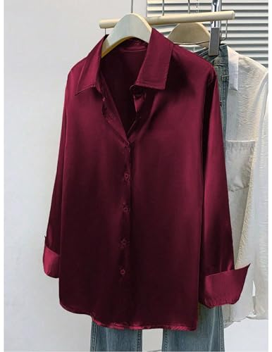 Tee shirt manches longues col V boutons style satin - 3