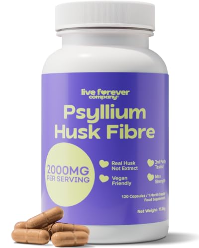 Psyllium Husk 2000MG - Whole, No Extract - Premium Psyllium Husks Fibre Supplement - Natural Soluble Fiber for Gut Health - Physillan Husk Supplement for Digestion Support and Appetite Control
