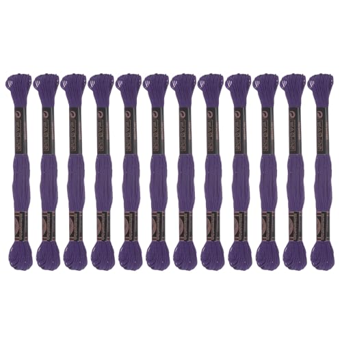 Image of HARFINGTON 12 Skeins Embroidery Floss 8.75yds(8m) Egyptian Long-Staple Cotton Cross Stitch Thread for Sewing DIY Bracelet Yarn String and Crafts, Medium Violet(6029)