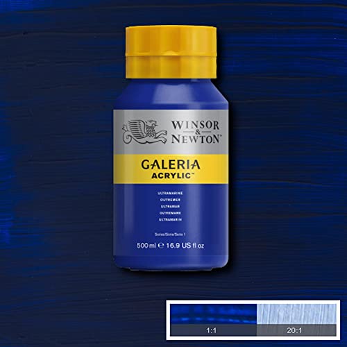 Image of Winsor & Newton Galeria Acrylic Colour - Jar of 500 ML - Ultramarine (660) - Highly Pigmented Lightfast Artists' Acrylic Paints for Canvas, Wood, Fabric & Paper