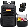 BERTASCHE Lunch Rucksack, Laptop Rucksack mit Kühltasche für 17,3 Zoll, 2-IN-1 Rucksack Herren für Taktisch Arbeit Schule Picknick Uni, Schwarz
