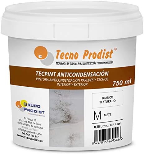 Tecno Prodist TECPINT ANTICONDENSACIÓN (750 ml) - Pintura Anti-condensación al Agua para Interior y Exterior - Paredes y Techos -gran cubrición y blancura - Fácil Aplicación - (BLANCO)