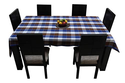 Image of AIRWILL Branded, 100% Cotton Yarn-Dyed Multicolor Checks with 6 /8 Seater Tablecloth, Sized 140cm Width and 180cm Length, Pack of 1 piece