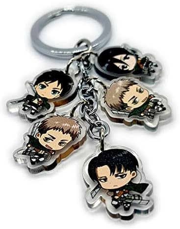 LizMatech Attack On Titan Anime Acrylic Keychain, Cute Anime Keychains Acrylic Keychains Double-Sided Pattern Cute/Small Phone Keyring Accessory Attack On Titan Keyring