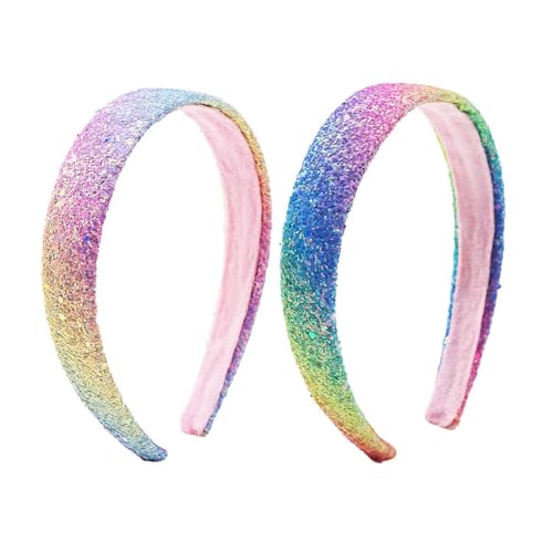 Tovyzalg Sequin Headband for Girls, Rainbow Hair Bands Accessories for Kids, Wide Glitter Headbands for Little Girl, Cute Sequined Hairbands for Girls, Cute Headband for Back to School