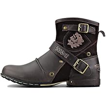 Mens Motorcycle Boots Combat Casual Dress Boot for Men