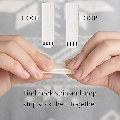 Image of 24 Pairs Large Picture Hanging Strips Removable Damage Free Hook and Loop Tape Sticky Picture Hangers for Wall Hanging Pictures Without Nail White Adhesive Strip