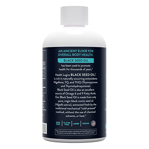 Health Logics Black Seed Oil | Rich Source Of Omega 6 & Omega 9 | Pure Cold Pressed Black Cumin Seed Oil For Respiratory, Digestive, And Immune Health | 6 Fl Oz #TOP1