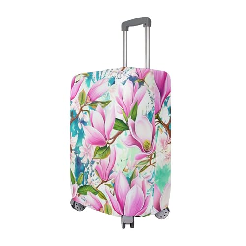 Joisal Flowers Leaves Pink Luggage Cover for Suitcase Protector Trip Baggage Cool Travel Gifts Luggage Sleeve, M, Fits 22-24 Inch Case3
