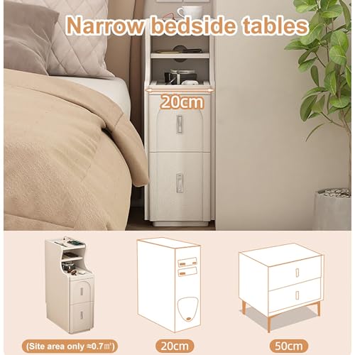 Table de chevet étroite 20cm meuble de rangement de nuit robuste - 6