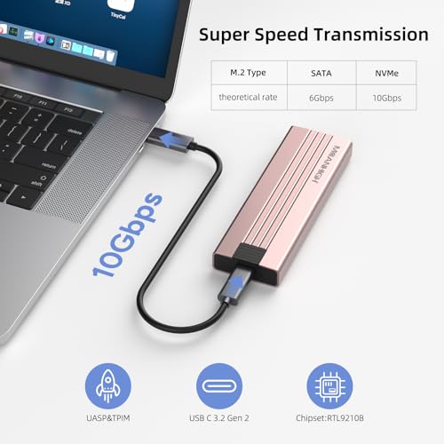 Caja externa para SSD M.2 NVME SATA 8TB USB 3.2 Gen 2 miniatura 3