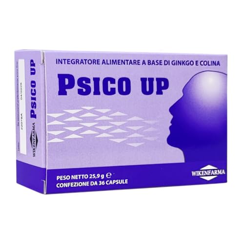 Psico Up Integratore alimentare per la concentrazione e la memoria – Adatto per gli studenti – Ginkgo Biloba e Colina per migliorare le facoltà mentali – Consigliato per lo studio e il lavoro - 36CPS